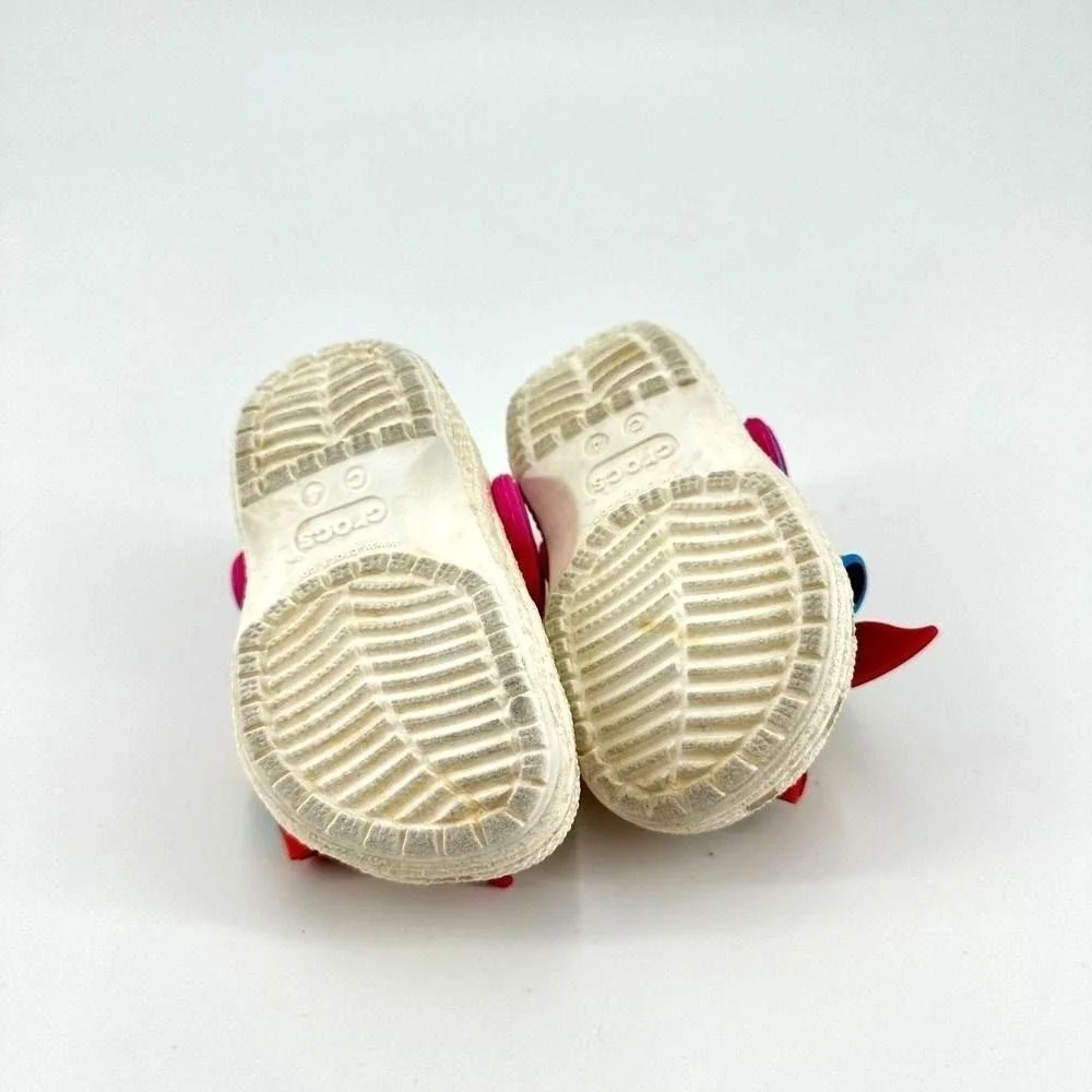 Rainbow Coquette Glitter Crocs‎ Kids Size 4 Bow Slip On Garden Shoes